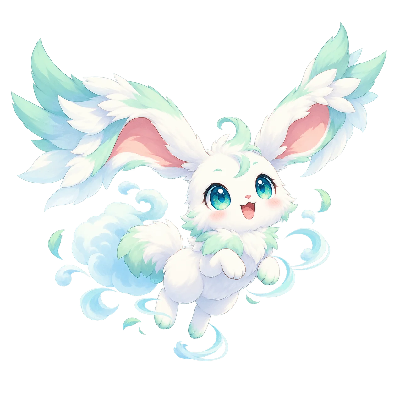 Breezle, a little sky rabbit with feathered ears