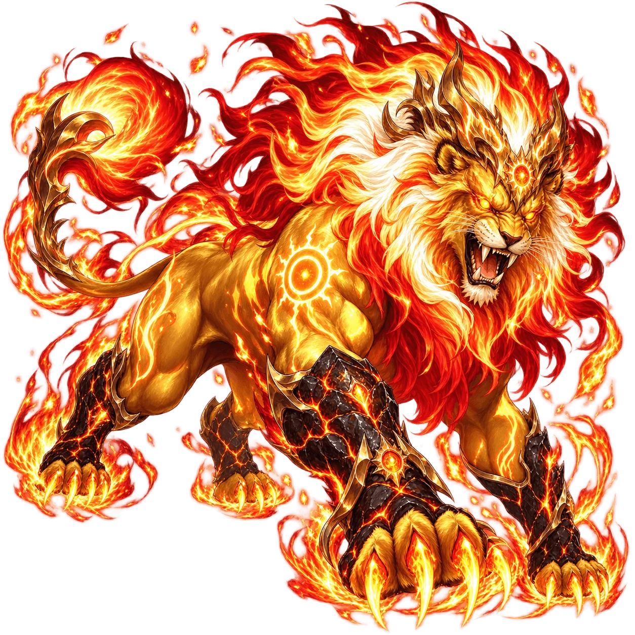 Solfang, a fiery fantasy creature